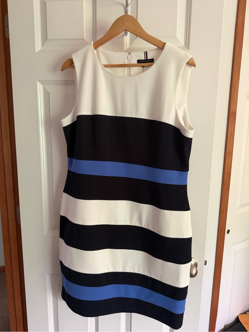Tommy Hilfiger Navy, White & Blue Striped Sleeveless Shift Dress NWT